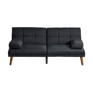 33in. Black Polyester Twin Size Adjustable Futon Sofa Bed