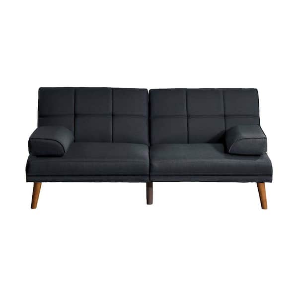 Benjara 33in. Black Polyester Twin Size Adjustable Futon Sofa Bed