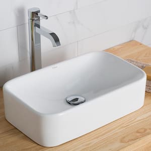 White Porcelain Ceramic Rectangular Bathroom Vessel Sink