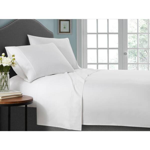 Unbranded 3-Piece White Solid 400TC Cotton Twin Sheet Set