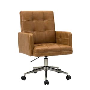 Josua Mid-century Modern Industrial Style Camel Button-tufted Height-adjustable Swivel Task Chair for Home and Office