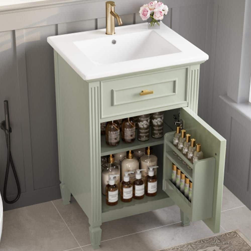 20 in. Single Sink Freestanding Green Bath Vanity with White Ceramic Top price history on PriceWatchPro