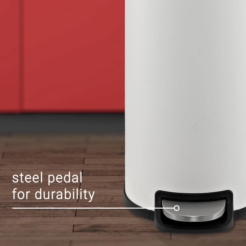 White Stainless Steel Fingerprint Resistant Step Trash Can