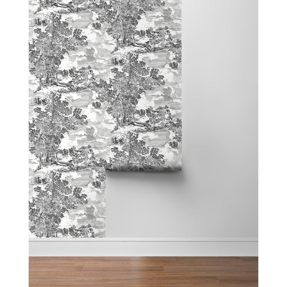 Charcoal Scenic Peel and Stick Wallpaper, 20.5" x 216"