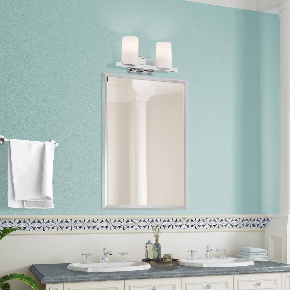 Polished Chrome 2-Light Vanity with Satin Opal Glass