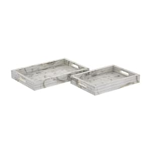 Easton 18 in. White Composite Decorative Tray (Set of 2)