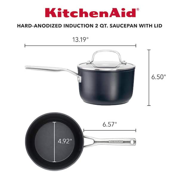 KitchenAid 2 Qt Saucepan 18/10 Stainless Steel Even Heat Base Impact Bonded  Lid
