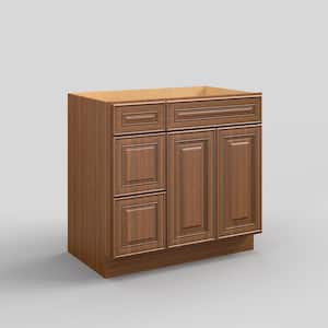 36 in. W x 21 in. D x 34.5 in. H in Cameo Scotch Plywood Ready to Assemble Floor Vanity Sink Base Kitchen Cabinet