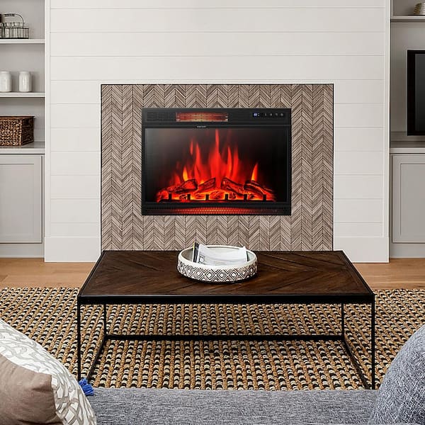 SUNRINX 28 in. Freestanding Electric Fireplace in Black
