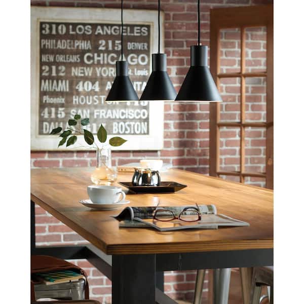 Towner 1-Light Black Shade with Satin Brass Accents Pendant