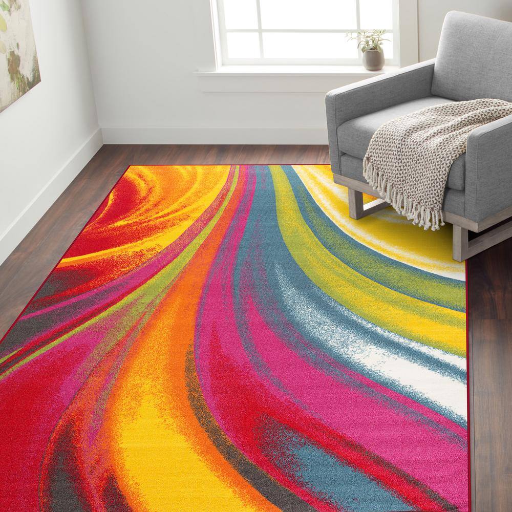 Vibrant Multicolor Abstract Tufted Washable Area Rug