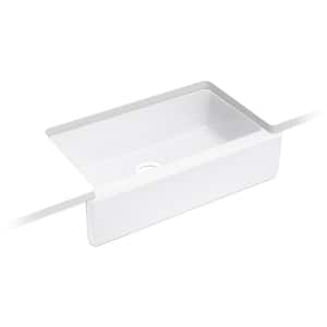 Elmbrook Cast Iron 33 in. Single Bowl Farmhouse Apron Front Kitchen Sink in White