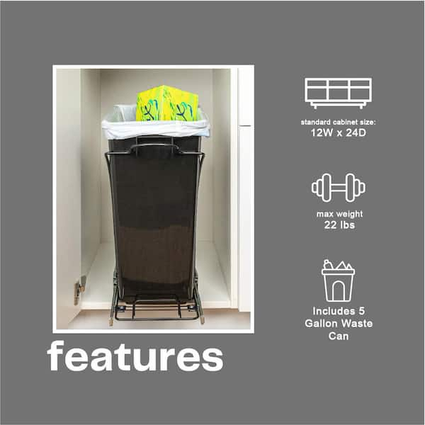 Black Pop-Up Trash Bin 15in x 22in