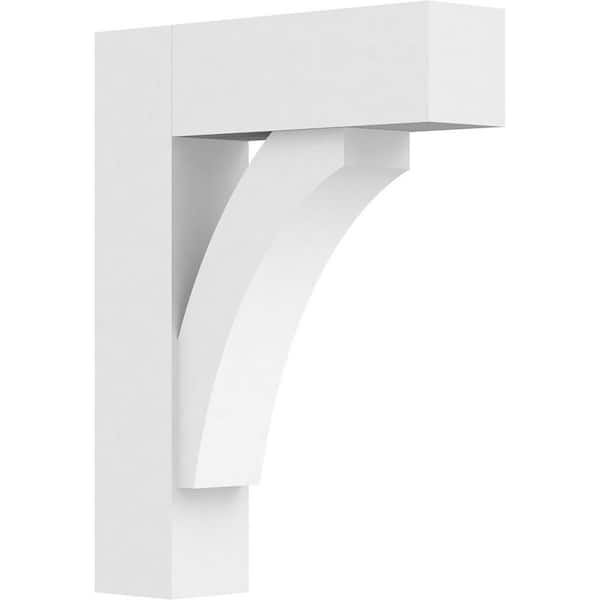 Ekena Millwork 3 in. x 18 in. x 14 in. Thorton Bracket with Block Ends, Standard Architectural Grade PVC Bracket