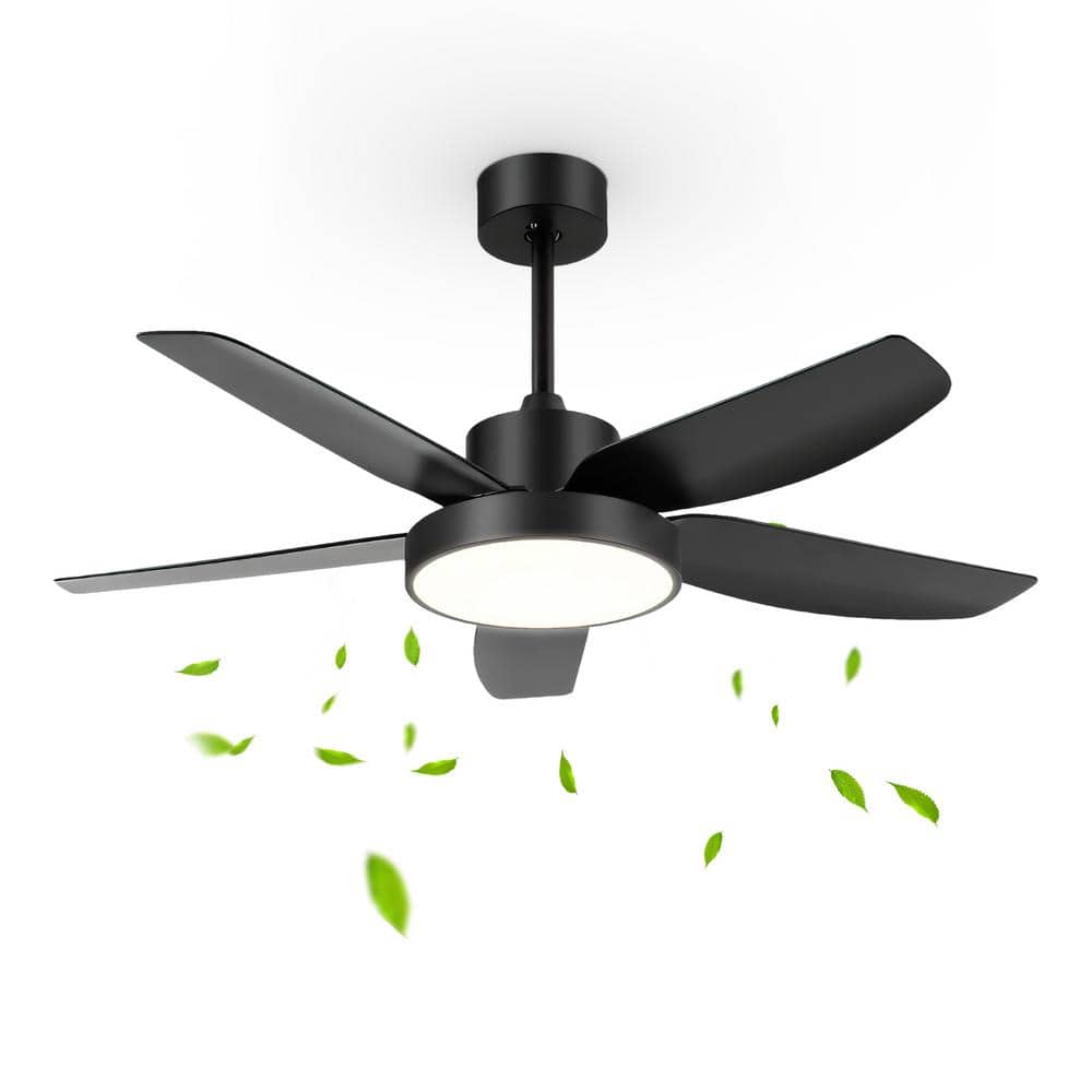 46 in. LED Indoor Black Ceiling Fan with Light and Remote Control 3 Colors 