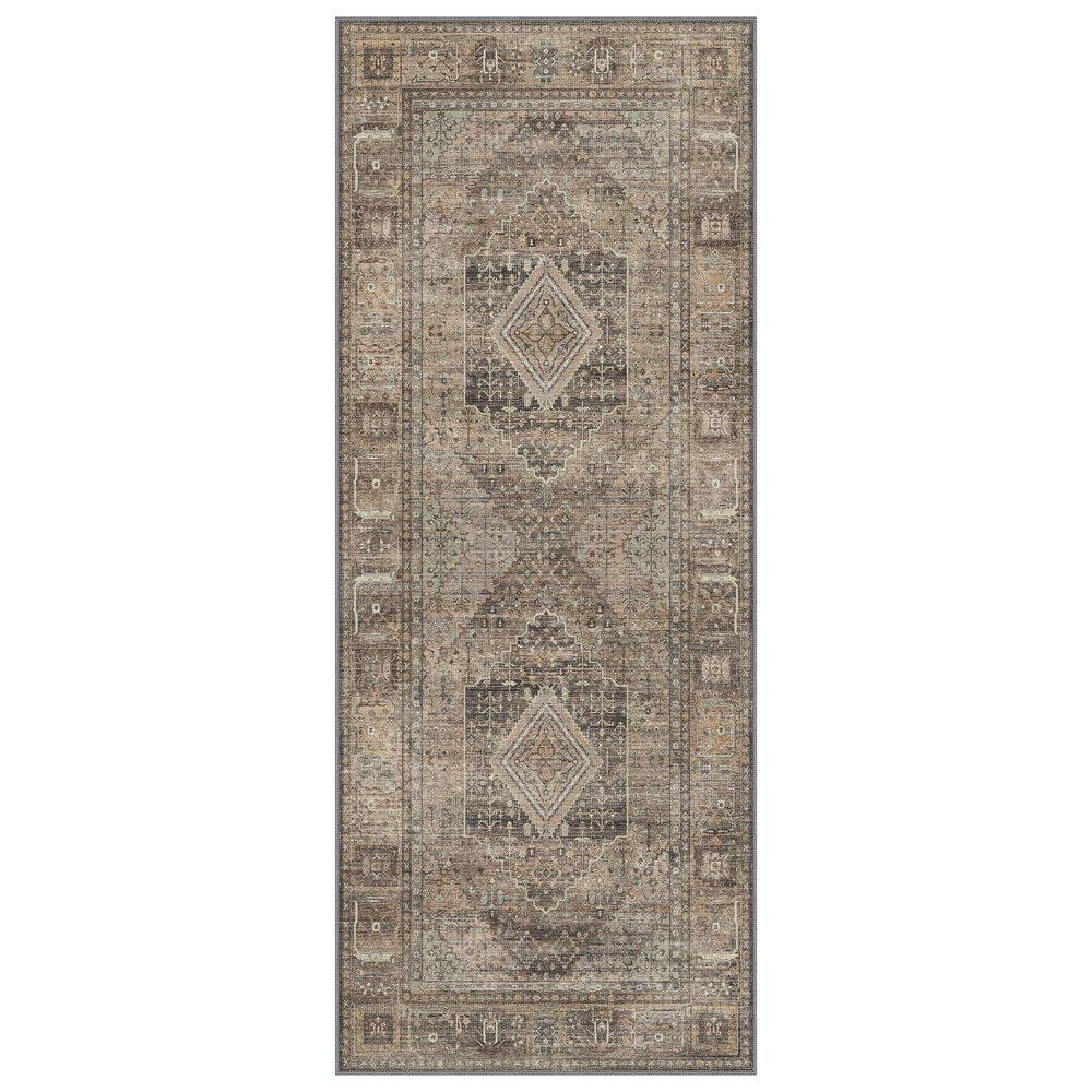 Limlok Naiad Machine Washable Sage 2 ft. x 5 ft. Geometric Border ...