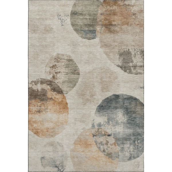 Mayfield Premium Machine Washable Abstract AMF2346 Beige 9 ft. x 12 ft. Area Rug