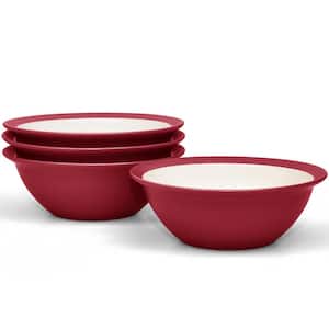 Colorwave Raspberry 7 in., 22 fl. oz. (Cherry) Stoneware Curve Soup/Cereals, (Set of 4)