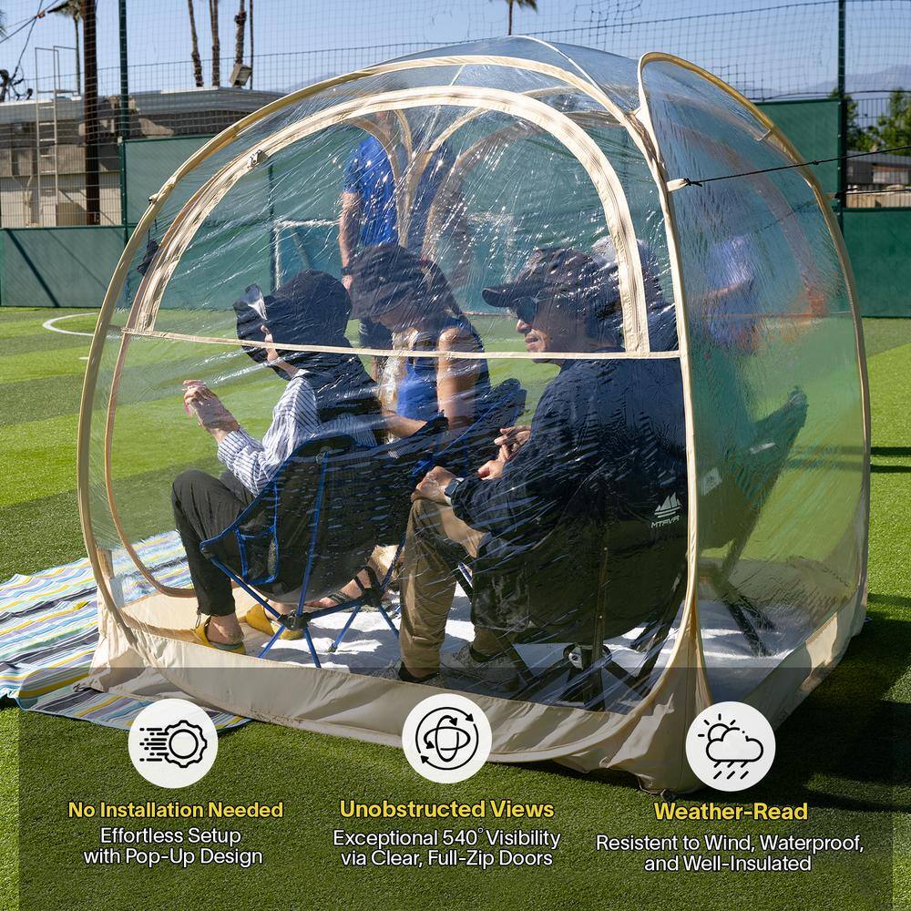 Beige 6-Person Fiberglass Frame Pop-Up Bubble Camping Tent