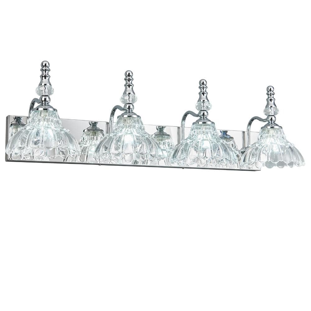 30.71in 4-Light Chrome with Flower Glass Shade Vanity Lights Suitable for Bathroom price history on PriceWatchPro