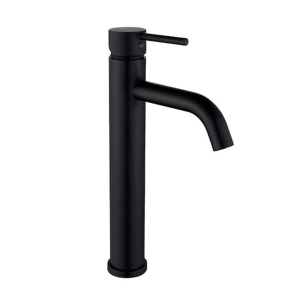 Modern Luxurious Single Handle Single Hole Bathroom Sink Faucet Bathroom Faucet with Handle in Matte Black