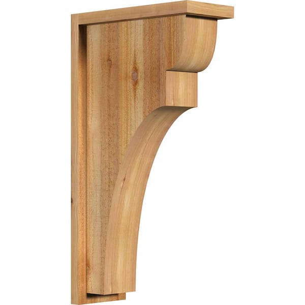 Ekena Millwork 6 in. x 14 in. x 26 in. Western Red Cedar Yorktown Rough Sawn Corbel with Backplate