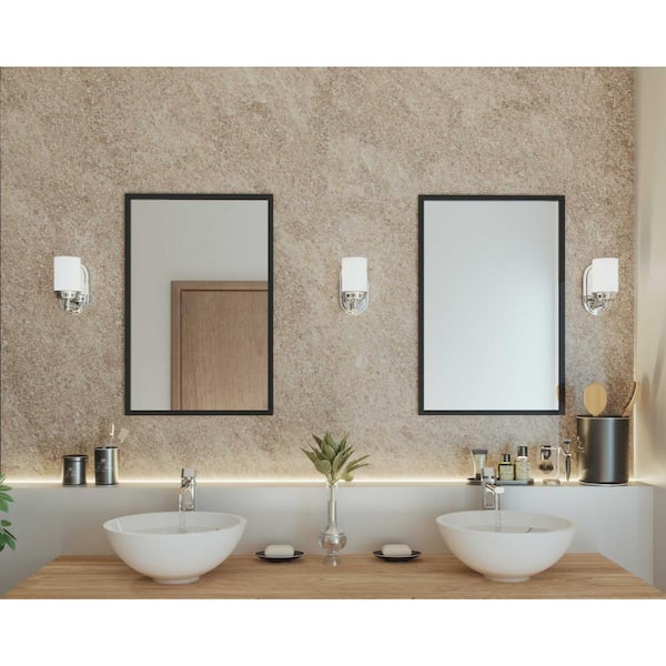 Glide Collection 1-Light Polished Chrome Etched Opal Glass Coastal Bath Vanity Light