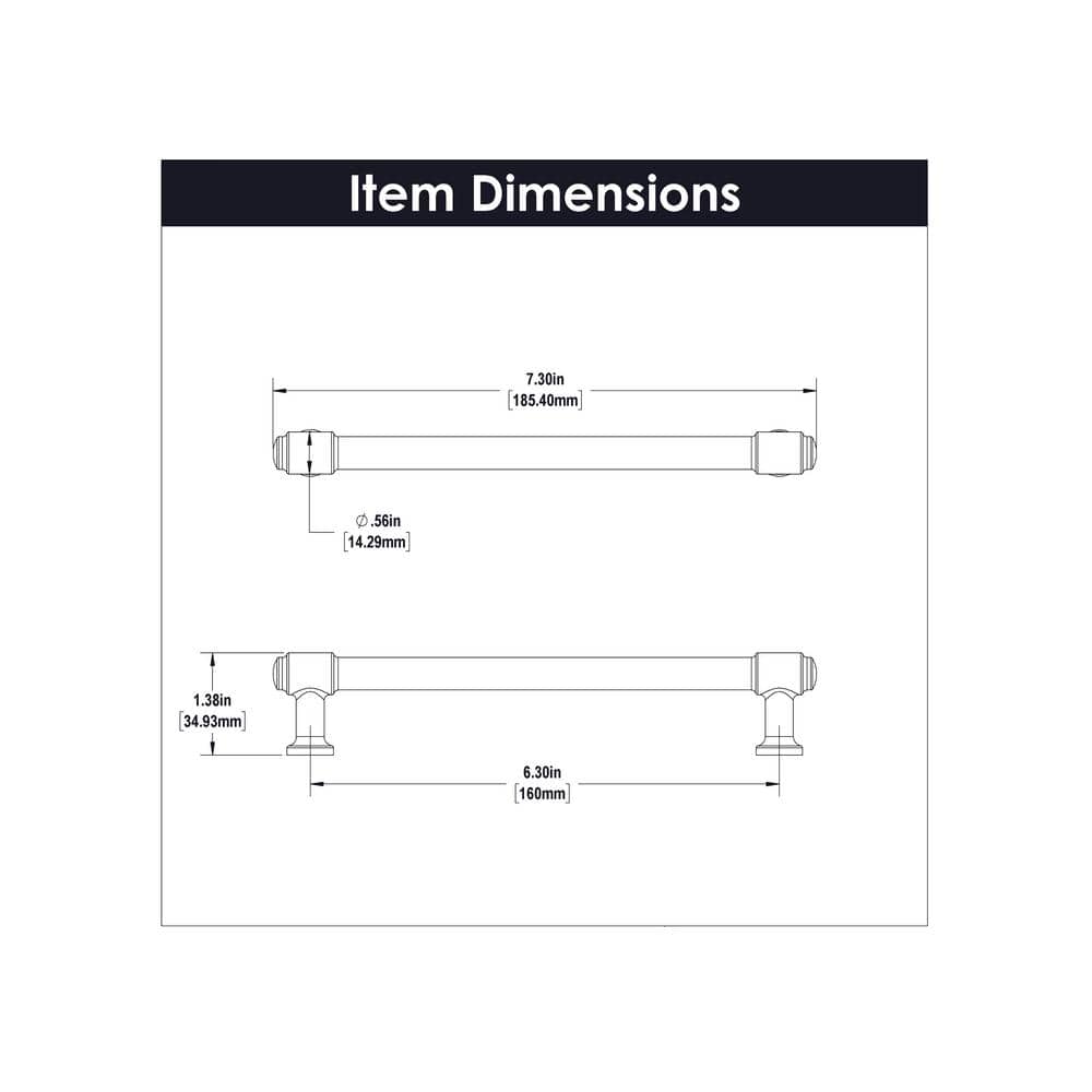 Piper Chrome 6-5/16" Modern Bar Cabinet Pulls