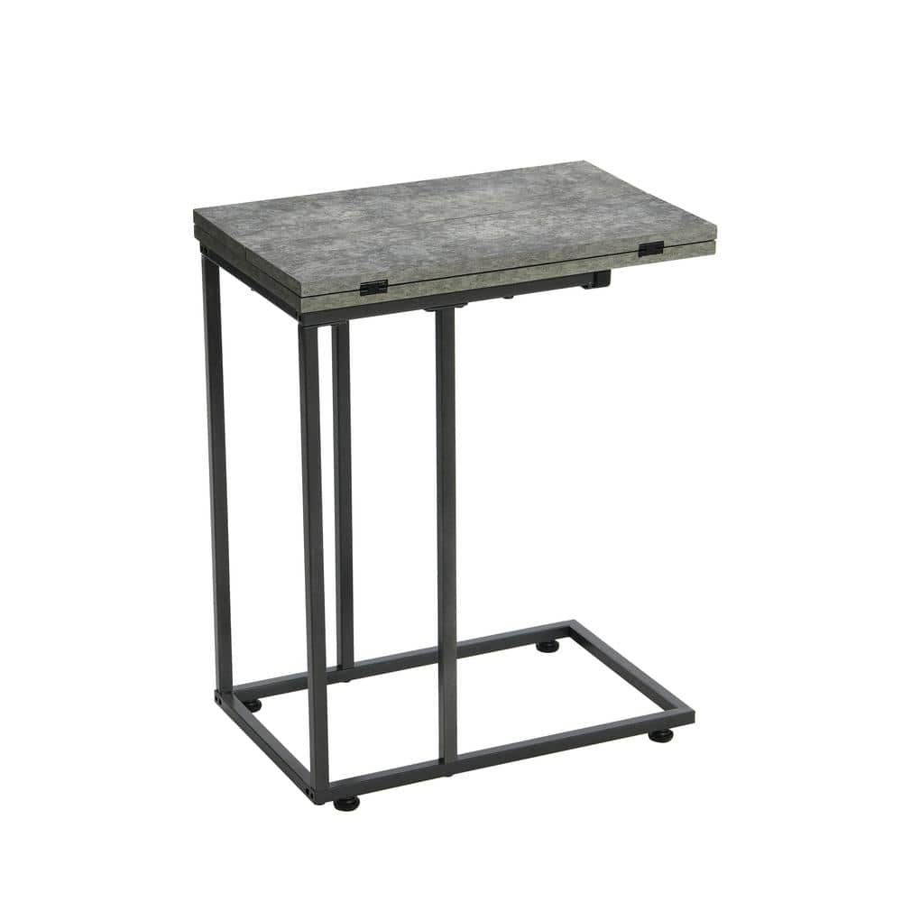 Jamestown Gray and Black Metal Extendable C-Shaped Side Table