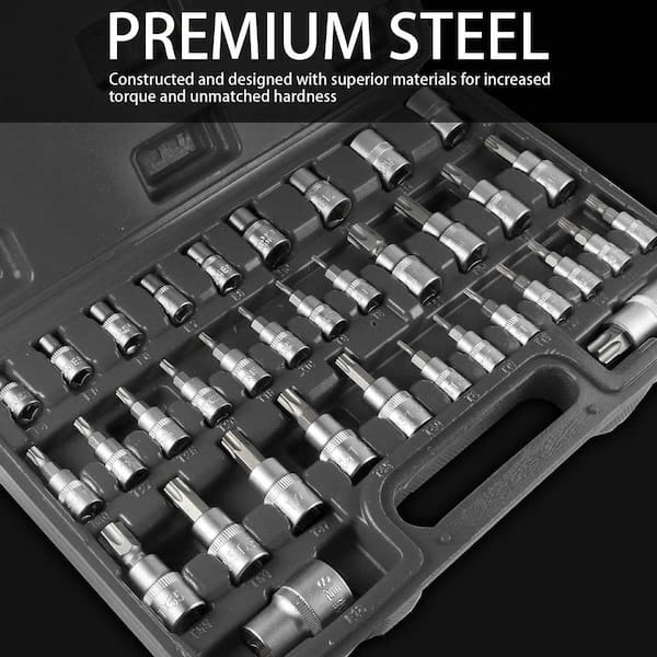 XtremepowerUS 1/4 in. 3/8 in. Torx/TR Tamper Proof External Star Socket Bit  Set (35-Piece) 33802-H - The Home Depot