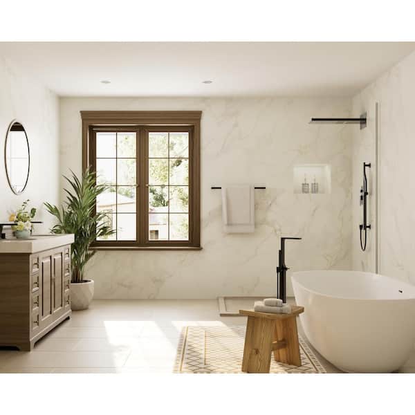 3-Spray 22 in. Wall Mount Rainfll and Waterfall Dual Shower Head 2.5 GPM in Matte Black(Vlave Included)