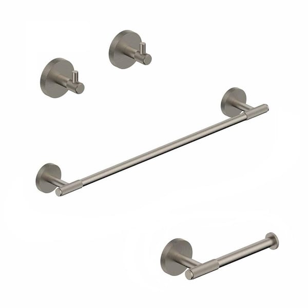 WS Bath Collections Klass 4-Piece Bath Hardware Set with Mounting Hardware in Brushed Nickel