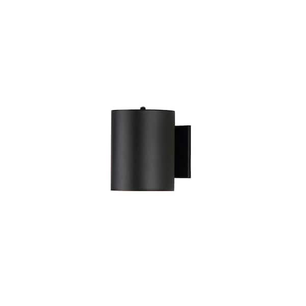 Outpost 1-Light 7.25 in. H OD Black Outdoor Wall Sconce with Photocell