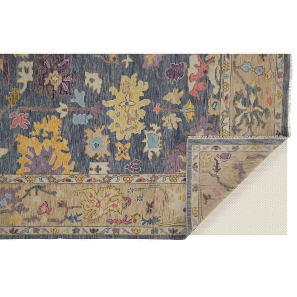 4 X 6 Gold, Blue, Purple Oriental Area Rug