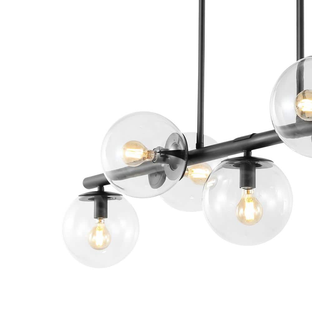 Luca Parisian Black Iron 7-Light Linear LED Pendant