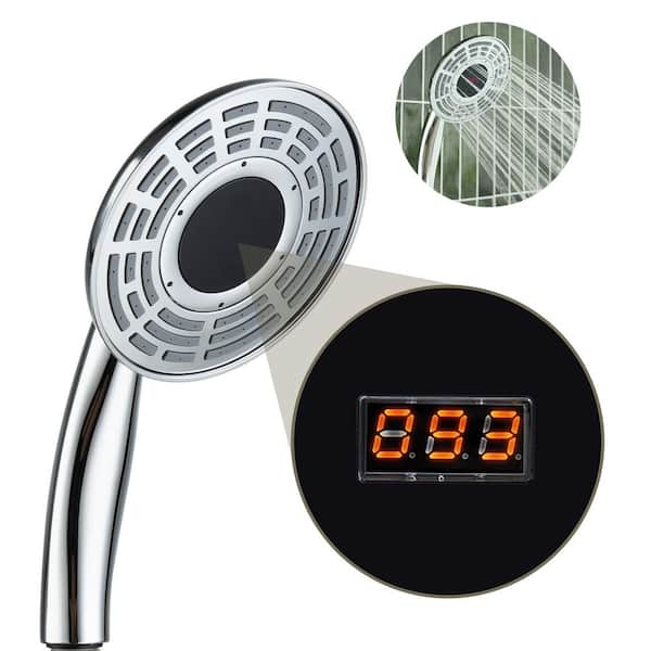 1-Spray Wall Mount Handheld Shower Head 2.5 GPM with Digital Display in Chrome