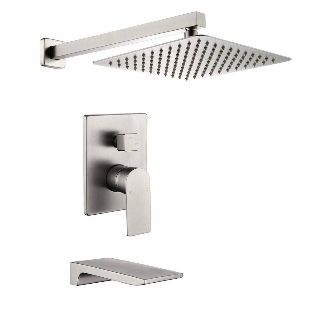 Cerica Single-Handle 2-Spray Square Shower Faucet with Tub Waterfall Spout in Brushed Nickel Valve Included price history on PriceWatchPro