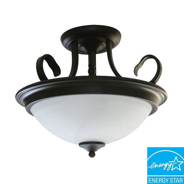 Efficient Lighting Traditional Family Semi Flush Ceiling Light in Rubbed Bronze Finish with Bulbs-DISCONTINUED