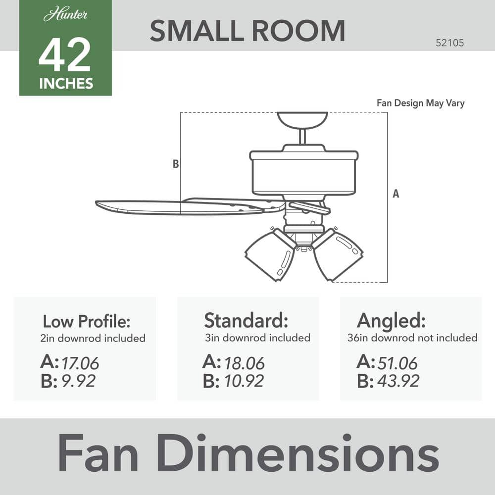 42" Snow White Low Profile Ceiling Fan with Light Kit