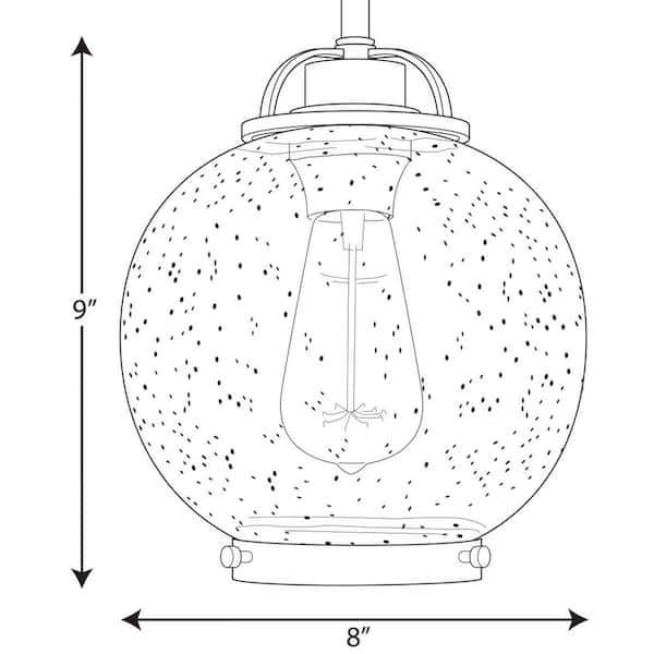 Chronicle Collection 1-Light Antique Bronze Mini Pendant with Clear Seeded Glass