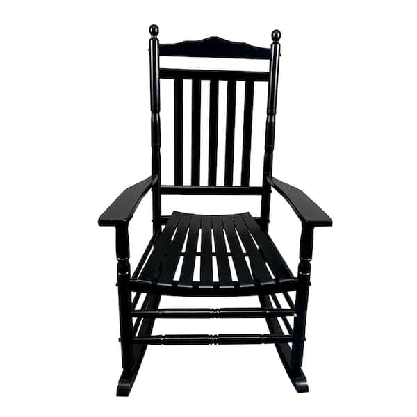 Zeus & Ruta Black Solid Wood Outdoor Rocking Chair Porch Rocker Chair for Balcony, Porch