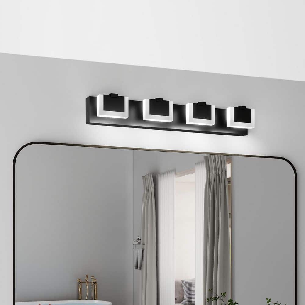 30 in. 4 Light modern black Grain Finish Vanity Light Fixture Bathroom Over Mirror Wall Light Bathroom Bath Light Bar price history on PriceWatchPro