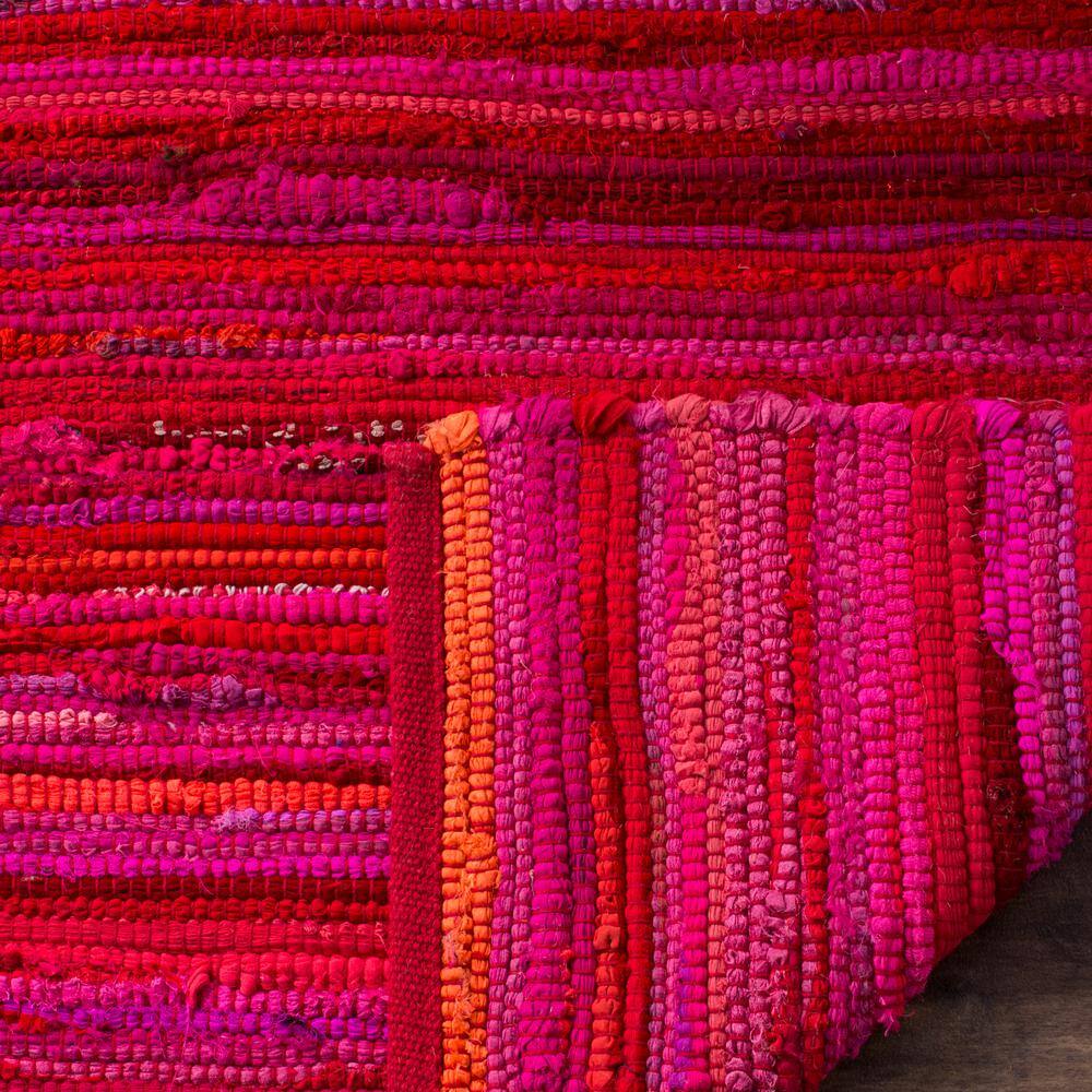 Handwoven Charm Striped Red and White Cotton-Wool Runner Rug, 2'3" X 6'