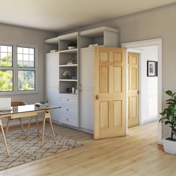 eightdoors 30 in. x 80 in. x 1-3/8 in. 6-Panel Clear Pine