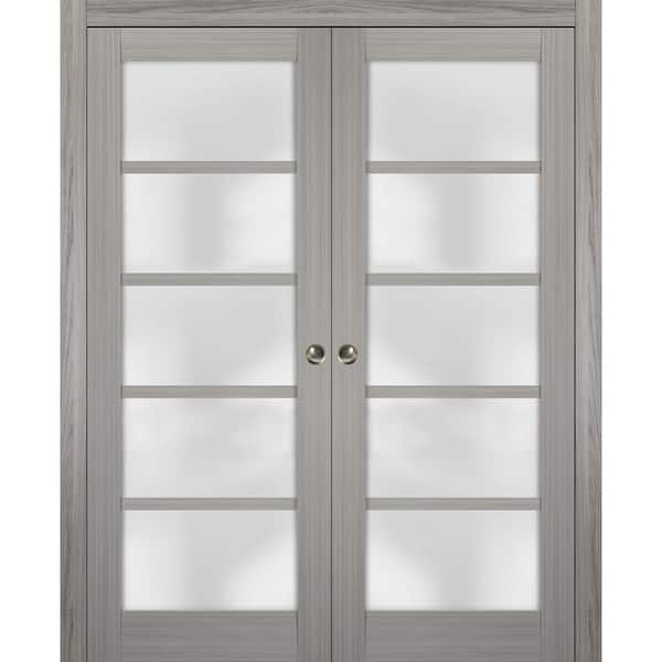 Sartodoors 72 in. x 80 in. 2-Panel Gray Ash Finished Solid MDF Sliding Door with Hardware