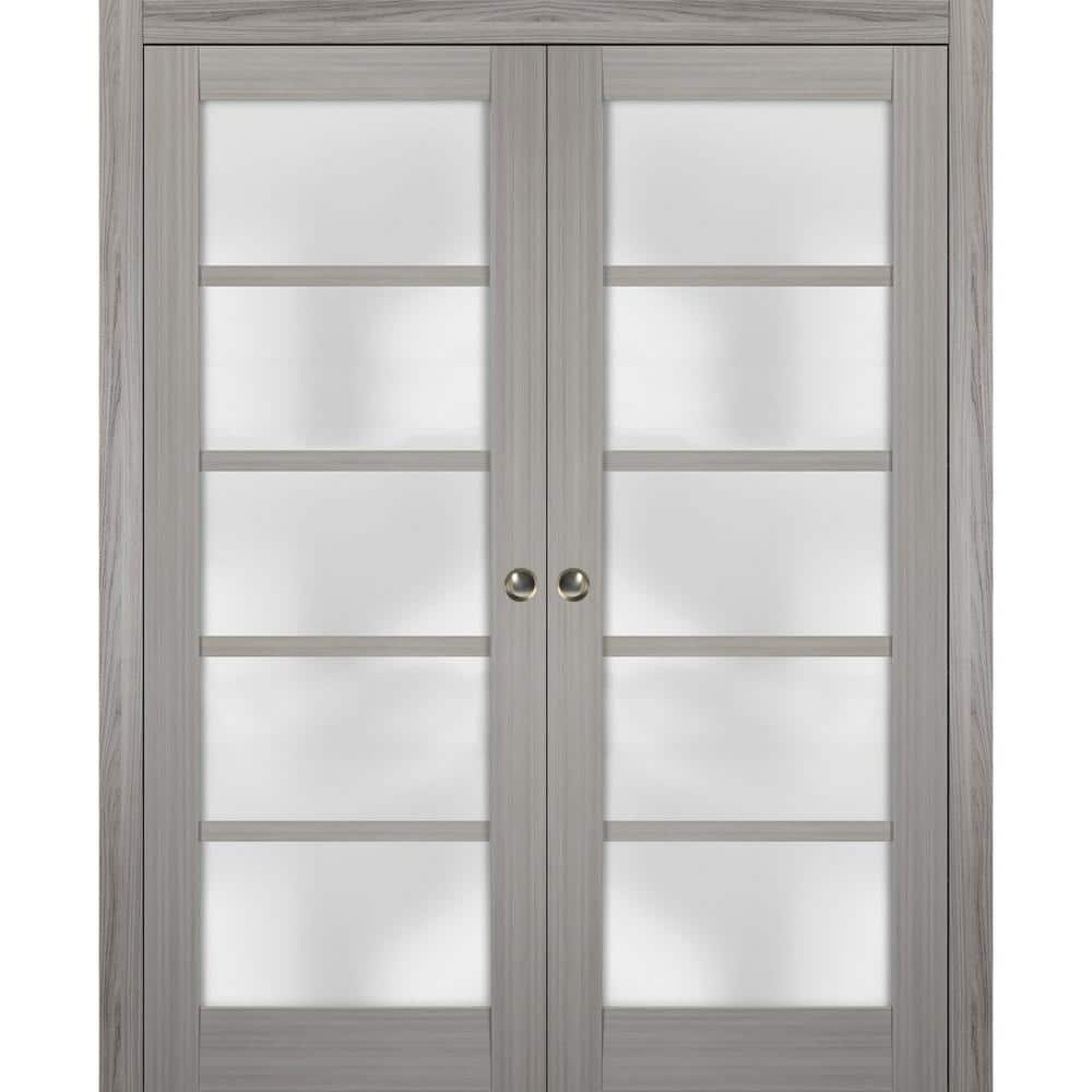 Assemble Required 84 in. x 96 in. 2-Panel Gray Ash Finished Solid MDF Sliding Door with Hardware price history on PriceWatchPro