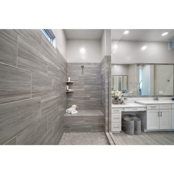 EMSER TILE Ciudad Taupe 11.81 in. x 23.62 in. Matte Stone Look Ceramic Floor & Wall Tile (19.35 sq. ft./Case)