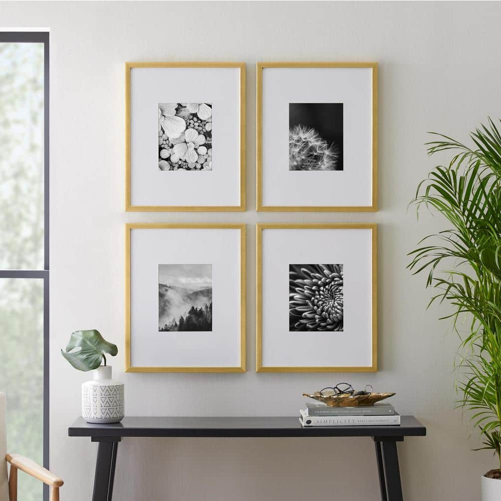 Set of 4 Picture Frames Modern Gold 30x30 cm with mounts / MDF