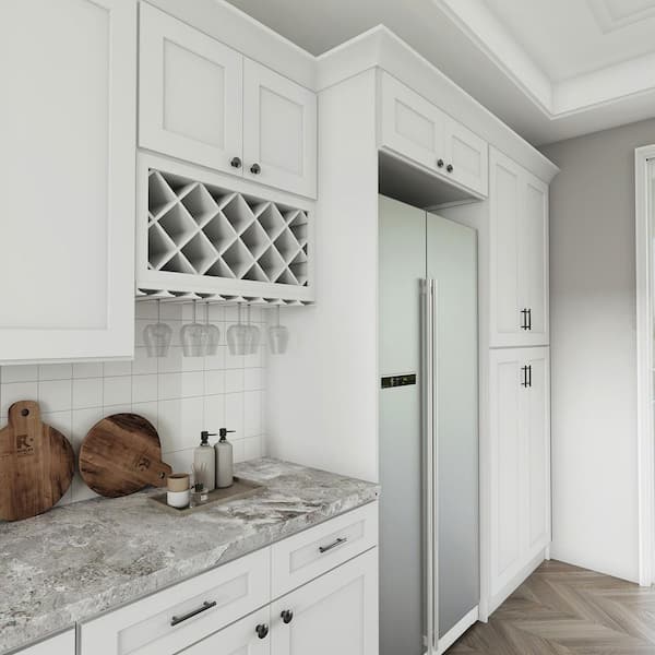 Sinber 23.5 in. W x 96 in. D x 0.5 in. H in White Shaker Kitchen