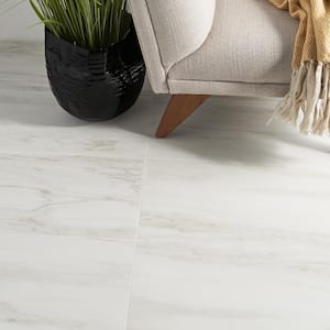 Saroshi Dolomite Snow 11.81 in. x 23.62 in. Matte Marble Look Porcelain Floor and Wall Tile (15.5 Sq. ft. / Case)